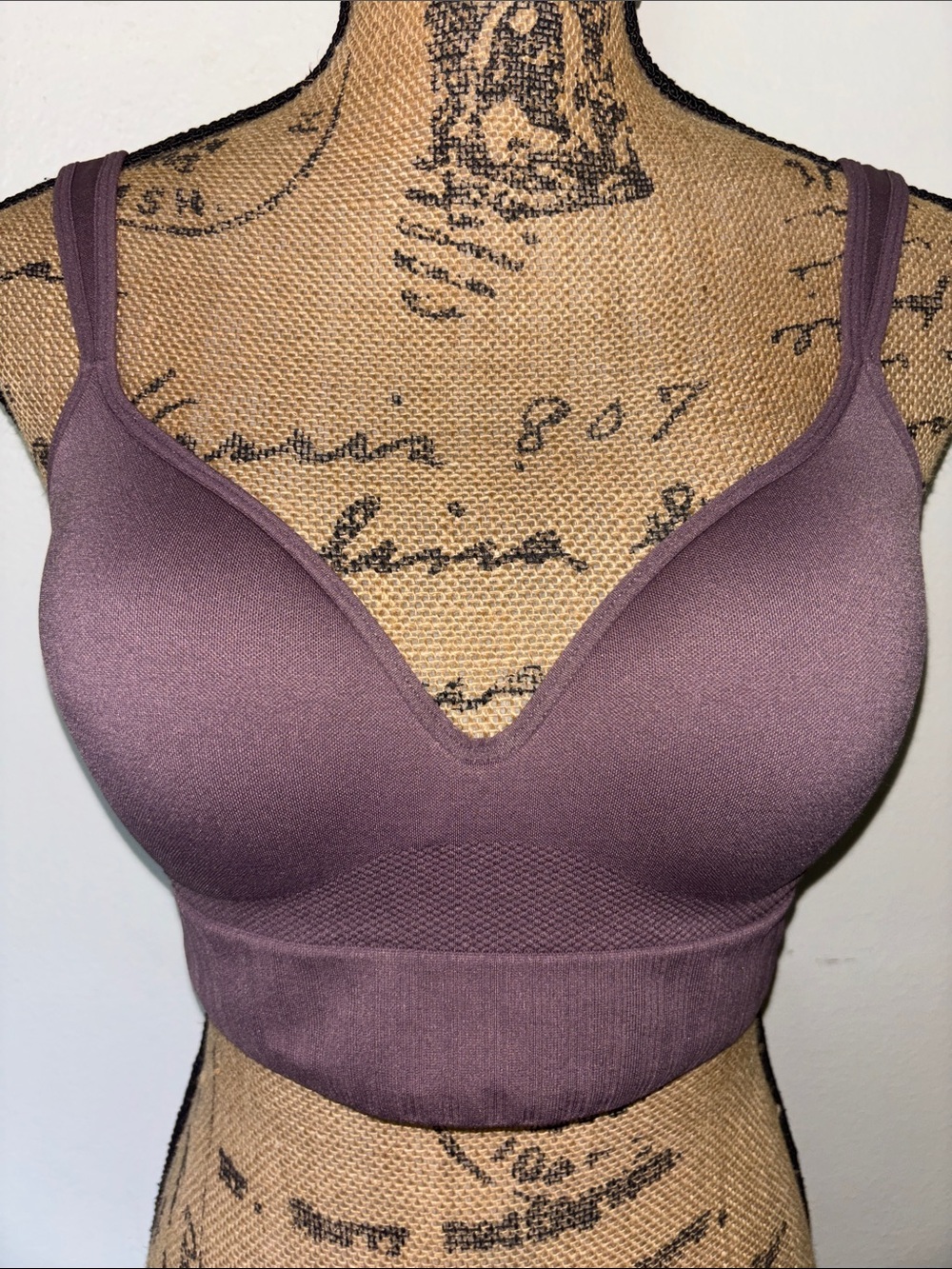 Avis Sz M Seamless V-Neck Padded Bralette in Mauve